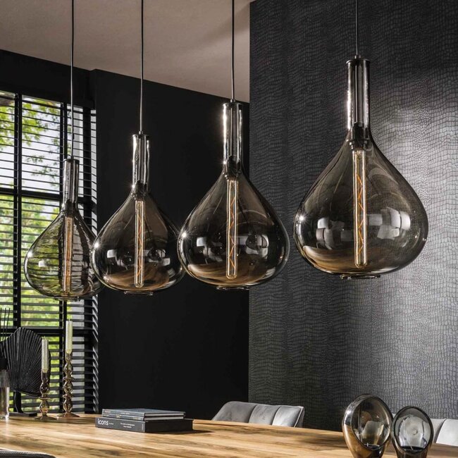 HELDR! Hanglamp Zivari 4L - Rookglas