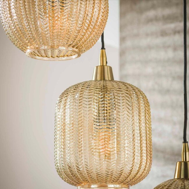 HELDR! Hanglamp Ciara 5L - Amber Glas