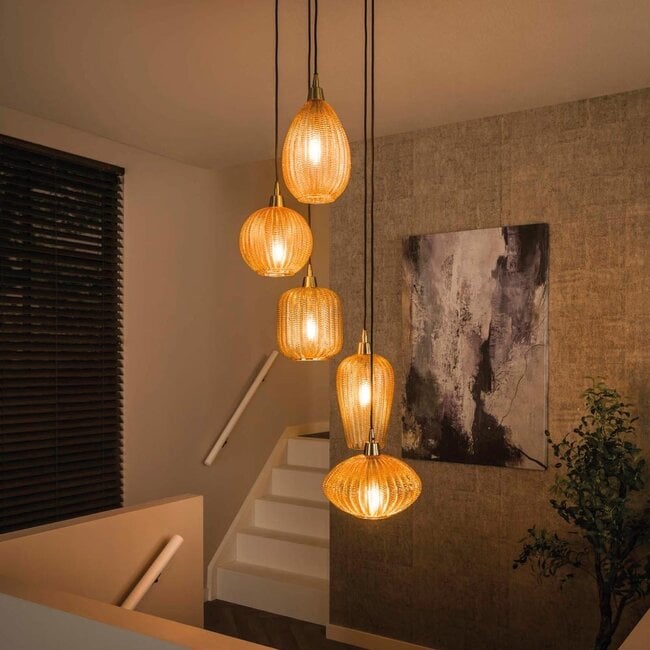 HELDR! Hanglamp Ciara 5L - Amber Glas