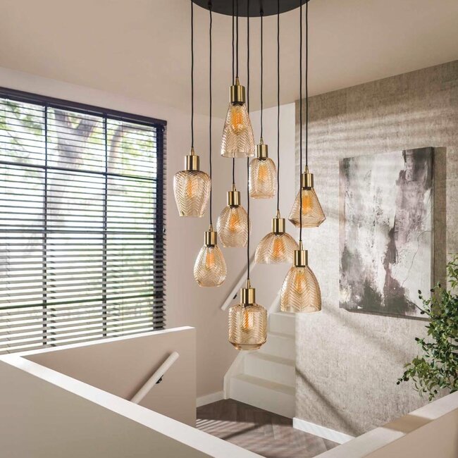 HELDR! Hanglamp Mareva 9L - Amber Glas