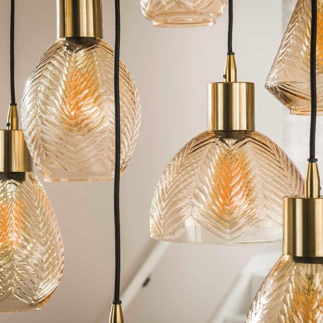 HELDR! Hanglamp Mareva 9L - Amber Glas