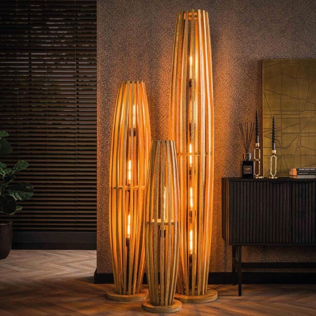 HELDR! Vloerlamp Oliva 3L - Mango Hout