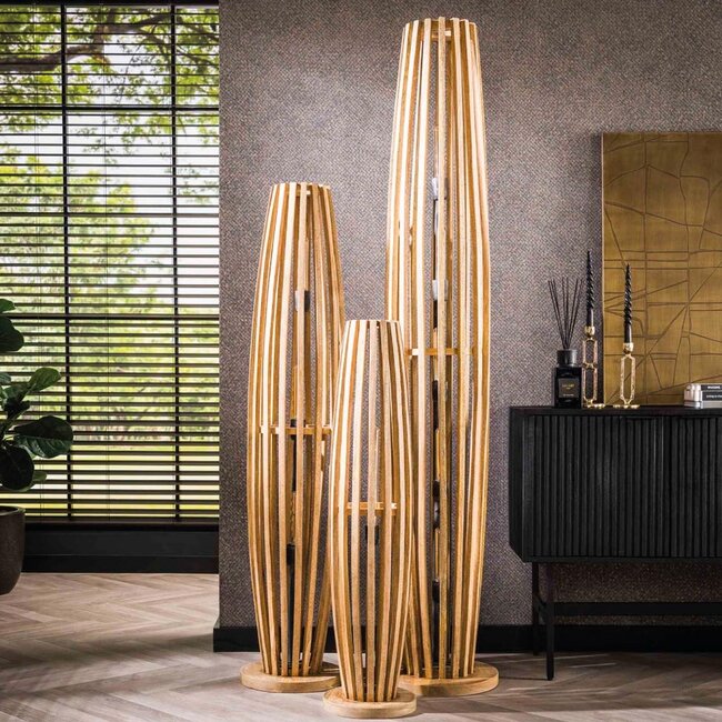 HELDR! Vloerlamp Oliva 3L - Mango Hout