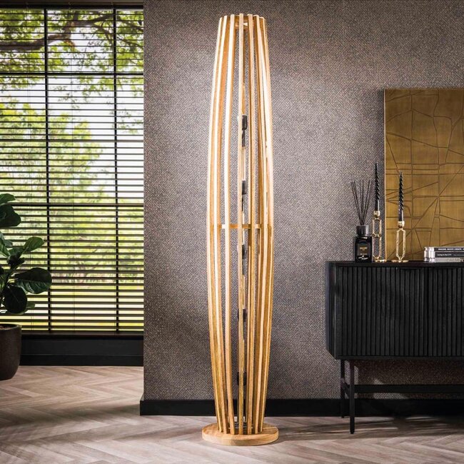 HELDR! Vloerlamp Oliva 5L - Mango Hout