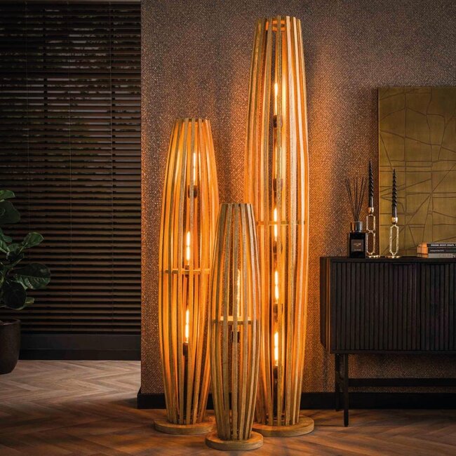 HELDR! Vloerlamp Oliva 5L - Mango Hout