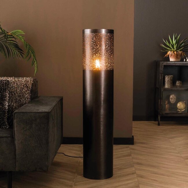 HELDR! Vloerlamp Treva 120cm - Zwart/Nikkel