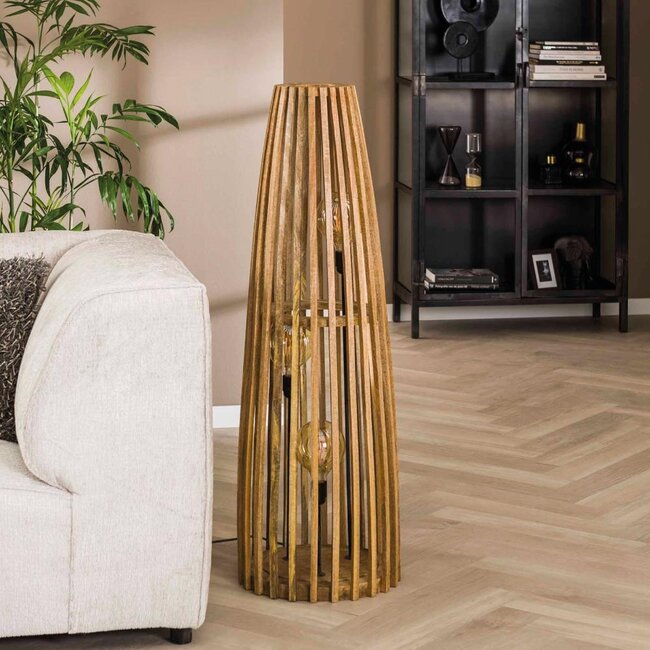 HELDR! Vloerlamp Ovara 3L - Mango Hout