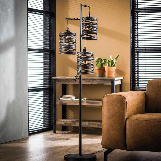 HELDR! Vloerlamp Giona 3L - Zwart