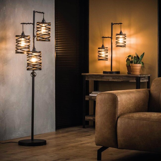 HELDR! Vloerlamp Giona 3L - Zwart