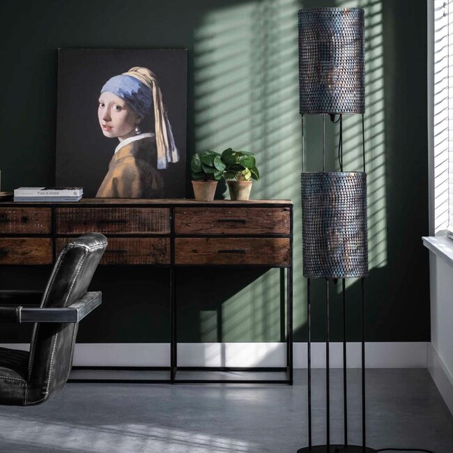 HELDR! Vloerlamp Belinni 2L - Zwart/Bruin