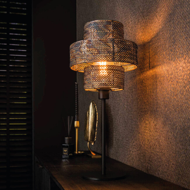 HELDR! Tafellamp Suza 1L - Zwart/Bruin