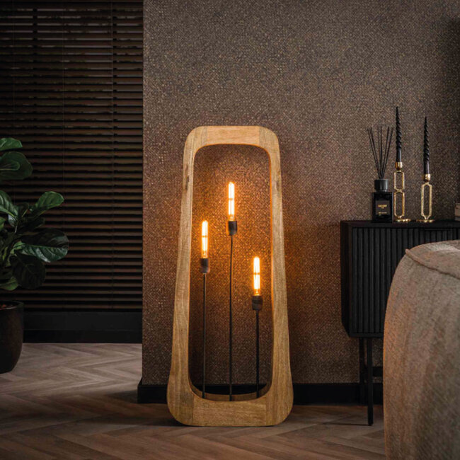HELDR! Vloerlamp Siro 3L - Mango Hout