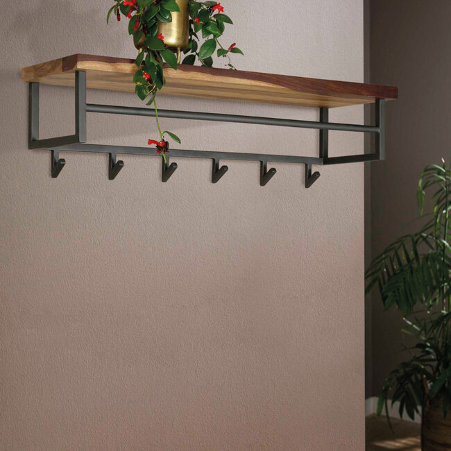 HELDR! Kapstok Altor 6 Haken - Zwart/Saja Hout