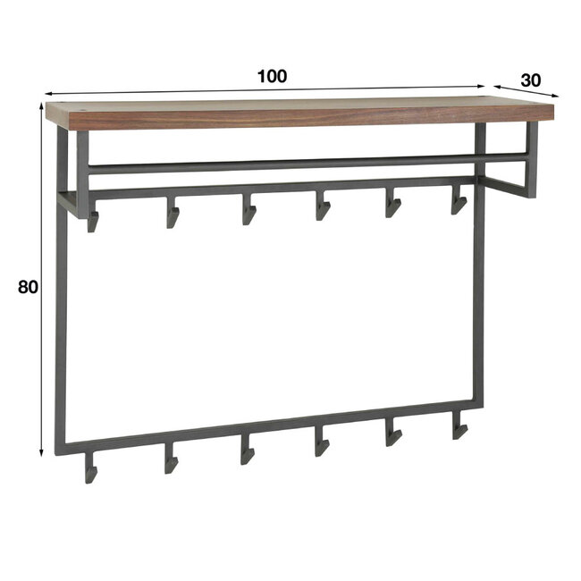 HELDR! Kapstok Altor 12 Haken - Zwart/Saja Hout