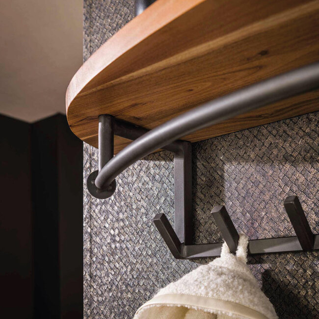 HELDR! Kapstok Pedro 8 Haken - Zwart/Acacia Hout