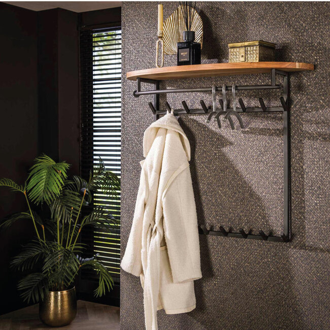 HELDR! Kapstok Pedro 16 Haken - Zwart/Acacia Hout