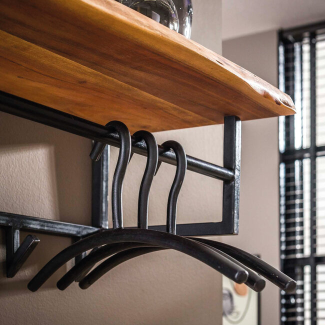 HELDR! Kapstok Zubi 6 Haken XL - Zwart/Acacia Hout