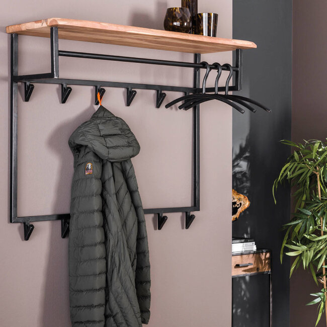 HELDR! Kapstok Zubi 12 Haken XL - Zwart/Acacia Hout