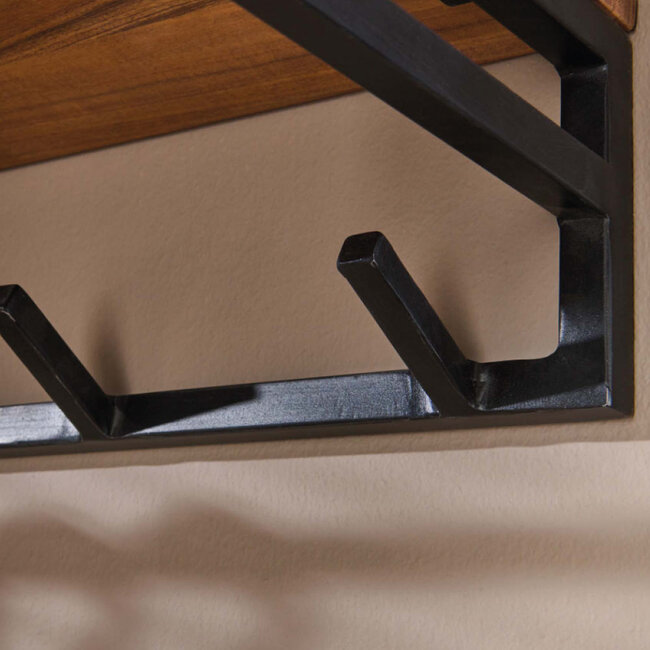 HELDR! Kapstok Ferran 6 Haken - Zwart/Acacia Hout