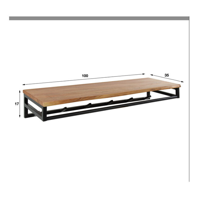 HELDR! Kapstok Ferran 6 Haken - Zwart/Acacia Hout