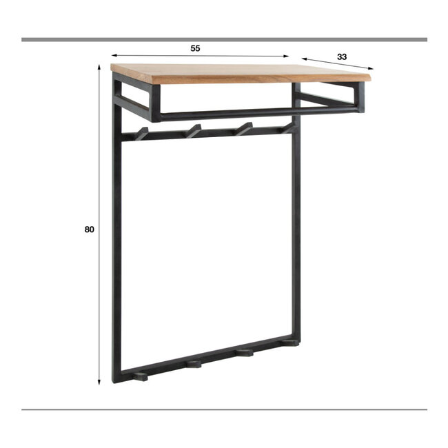 HELDR! Kapstok Ferran 8 Haken - Zwart/Acacia Hout
