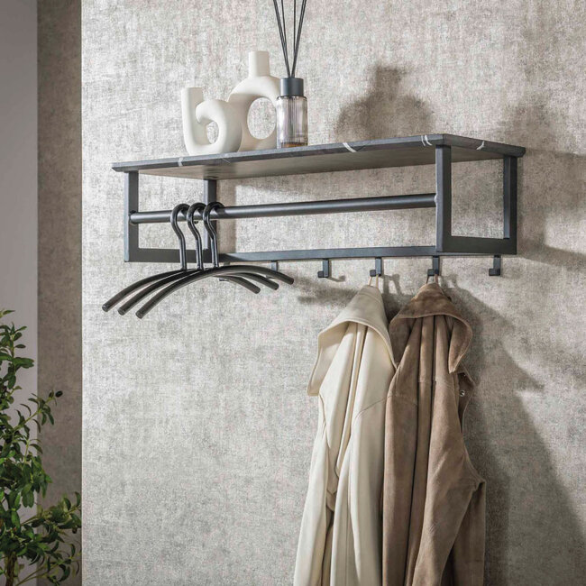 HELDR! Kapstok Perez 6 Haken - Zwart-Bruin/Grijs