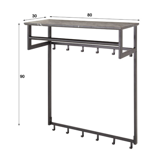 HELDR! Kapstok Perez 12 Haken - Zwart-Bruin/Grijs