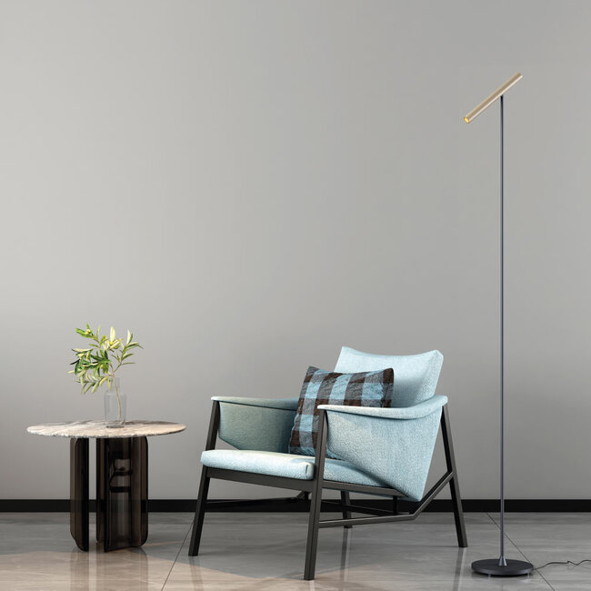 Artdelight Vloerlamp Kansas - Zwart/Champagne