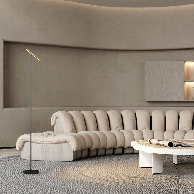 Artdelight Vloerlamp Kansas - Zwart/Warm Goud