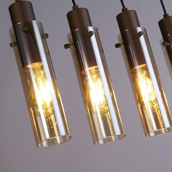 Searchlight Hanglamp Sweden II 5L - Amber/Mokka