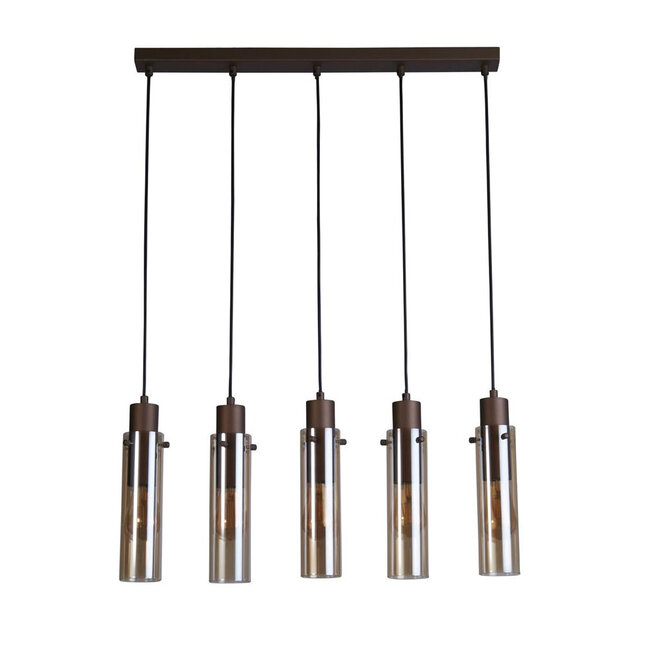 Searchlight Hanglamp Sweden II 5L - Amber/Mokka