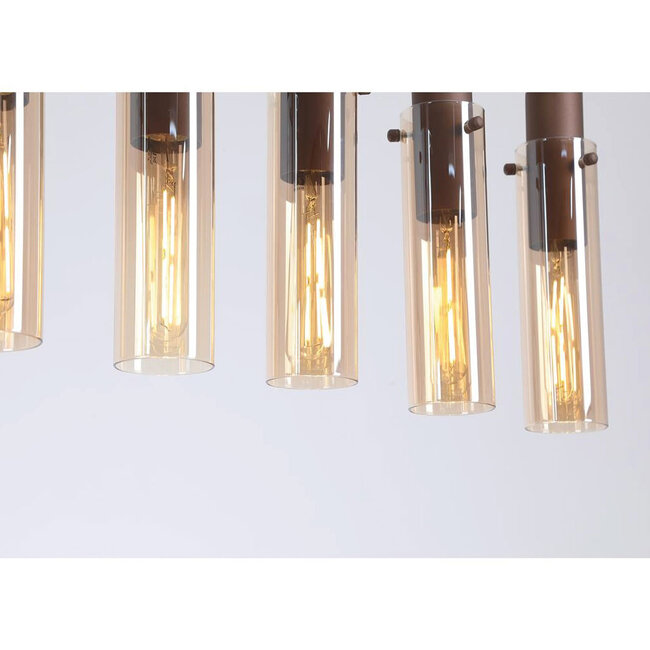 Searchlight Hanglamp Sweden II 8L - Amber/Mokka