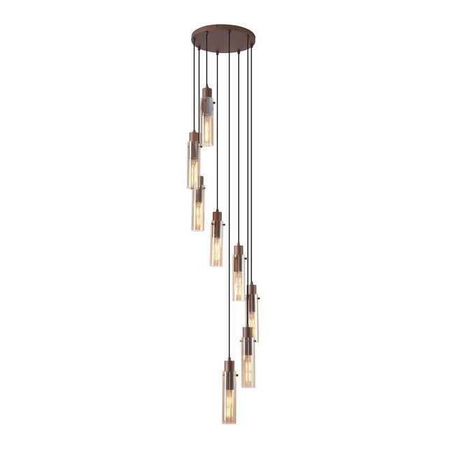Searchlight Hanglamp Sweden II 8L Vide - Amber/Mokka