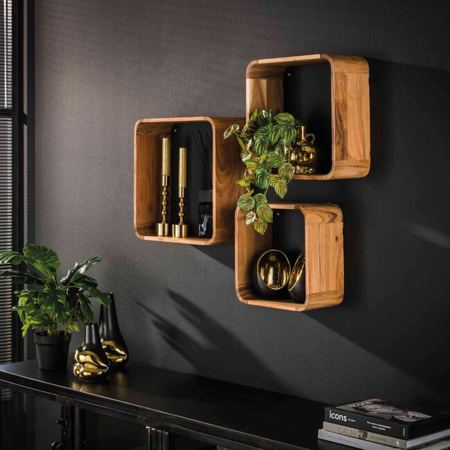 HELDR! Wandschap Mera 3-Set - Acacia Hout