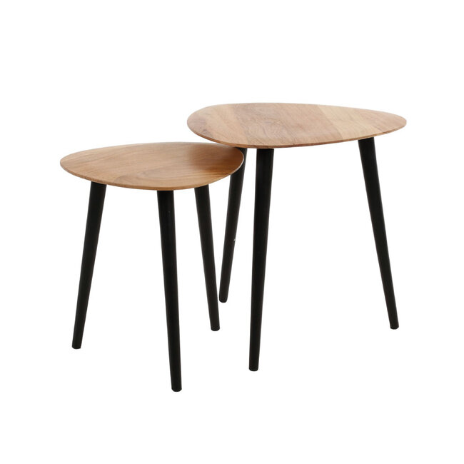 HELDR! Bijzettafel Marko 2-Set - Zwart/Acacia Hout