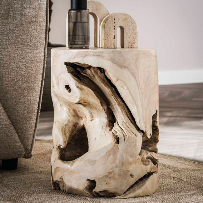 HELDR! Bijzettafel Helmut - Wit Teakhout