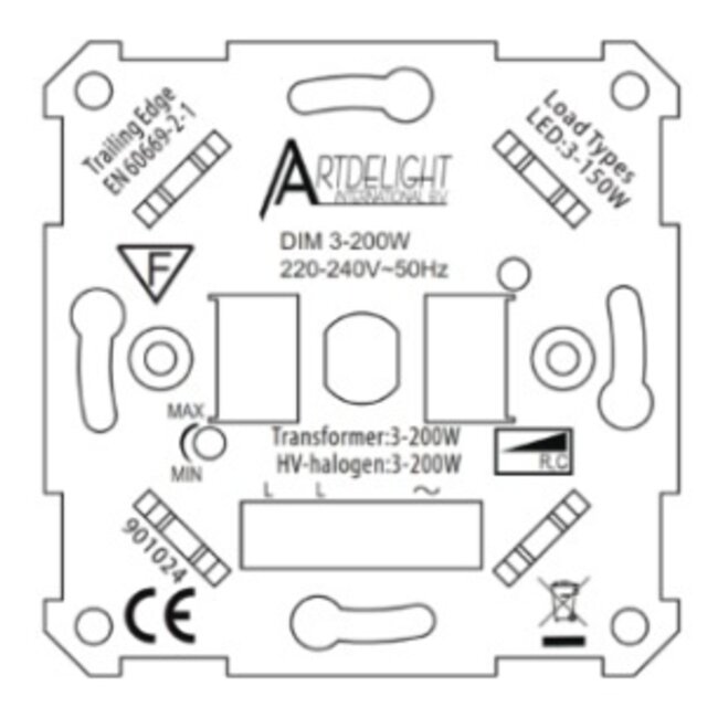 Artdelight Led Dimmer 3-200W - Zwart