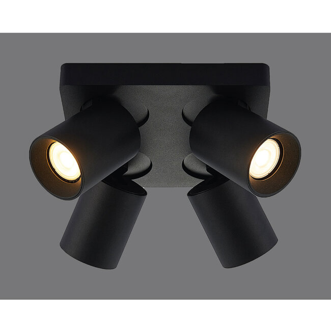 Artdelight Plafondlamp Megano 4L - Zwart