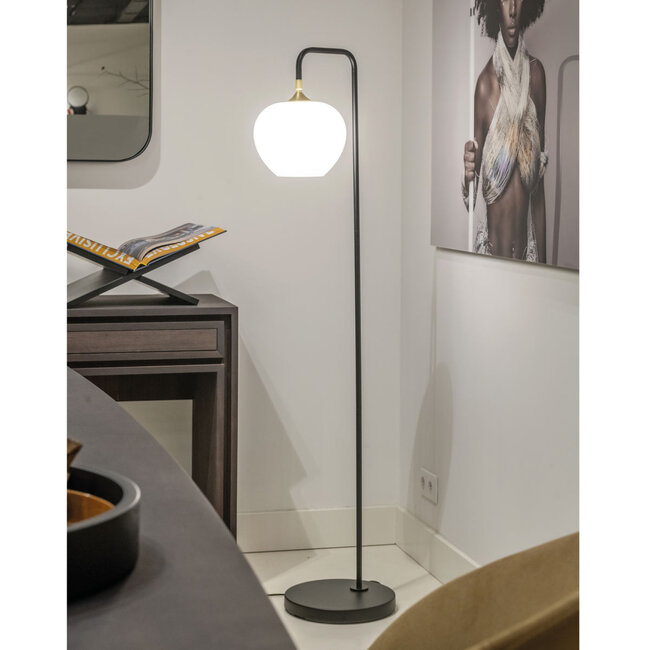 Artdelight Vloerlamp Dajano 1L - Zwart/Goud