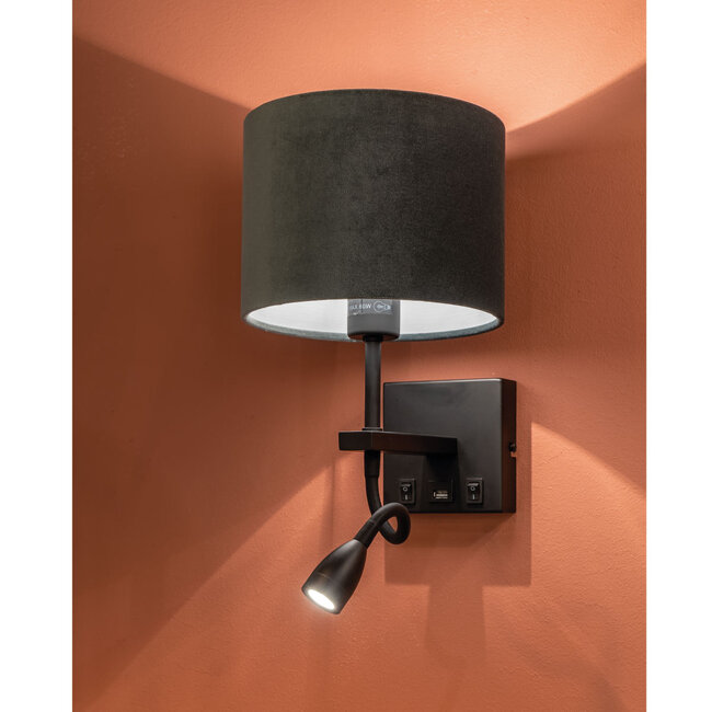 Artdelight Wandlamp Quad USB - Zwart