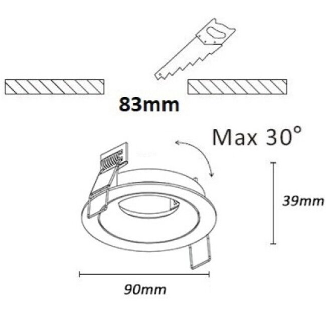 Artdelight Inbouwspot Alice Rond - Champagne