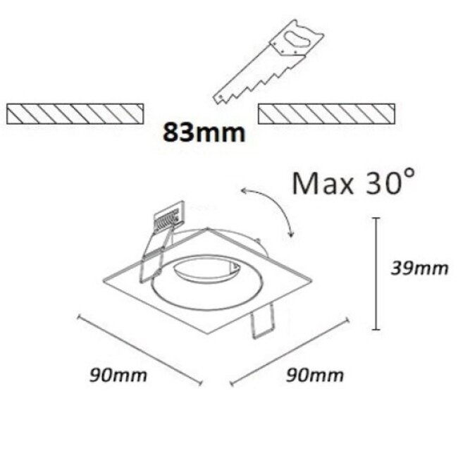 Artdelight Inbouwspot Alice Vierkant - Champagne