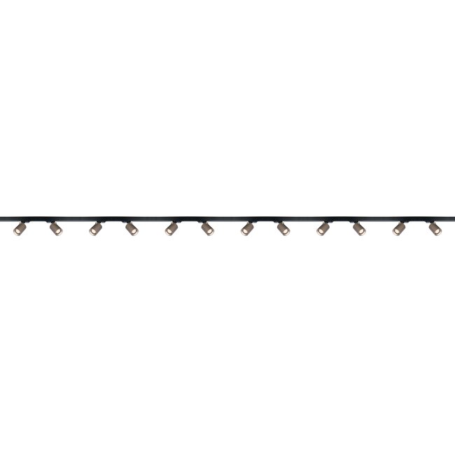 Artdelight 1-fase Railsysteem Megano 6m set (middenvoeding) - Zwart/Champagne