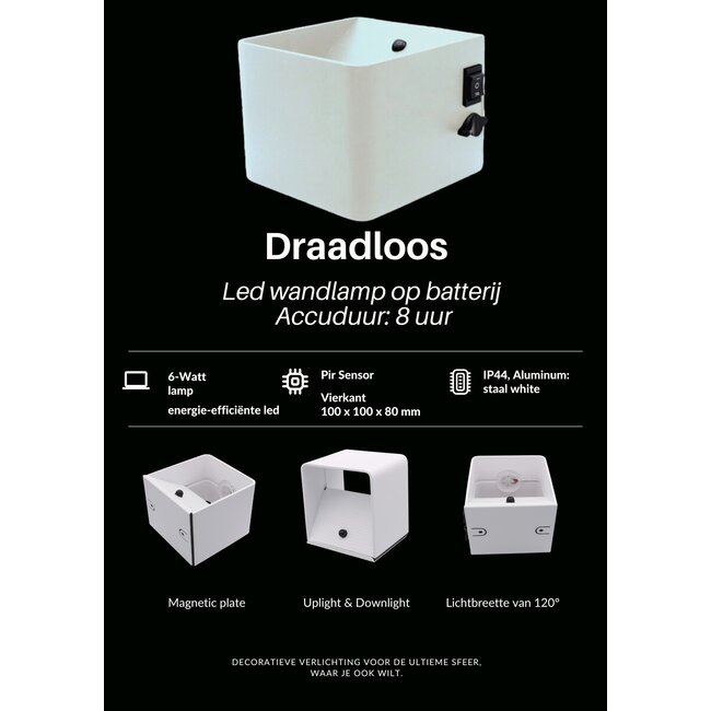 HELDR! Wandlamp Accu Oplaadbaar - Wit