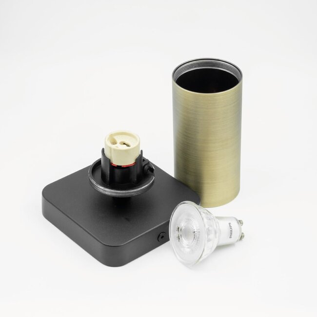 HELDR! Plafondlamp Ivy 1L - Zwart/Antiek Brons