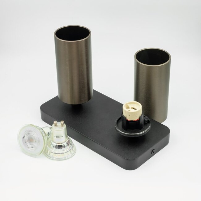 HELDR! Plafondlamp Ivy 2L - Zwart/Gun Metal