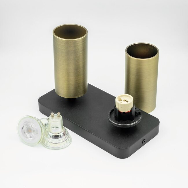 HELDR! Plafondlamp Ivy 2L - Zwart/Antiek Brons