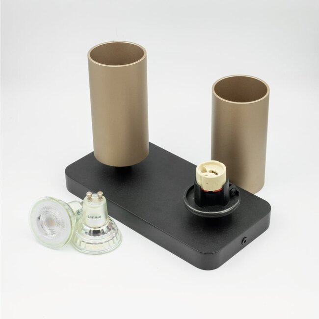 HELDR! Plafondlamp Ivy 2L - Zwart/Champagne