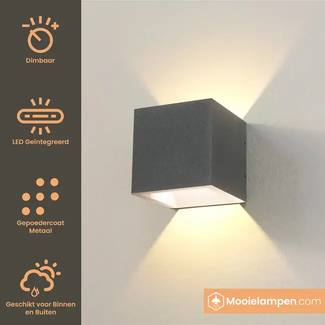 Artdelight Wandlamp Cube - Grafiet