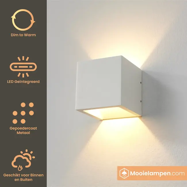 Artdelight Wandlamp Cube  - Wit - Dim To Warm